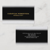 Noir Blanc Plain Moderne Consultant Carte de visit (Devant / Derrière)