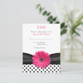 Noir Blanc Polka Dot Rose Daisy Mariage RSVP (Debout devant)