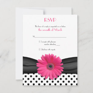 Noir Blanc Polka Dot Rose Daisy Mariage RSVP