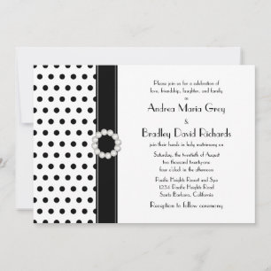 Noir blanc Polka Faire-part de mariage bijou