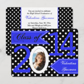 Noir Blanc Polka Point Photo Invitation (Devant / Derrière)
