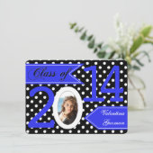 Noir Blanc Polka Point Photo Invitation (Debout devant)