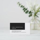 Noir Blanc Professionnel Carte de visite moderne (Debout devant)