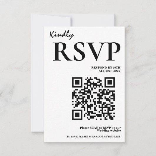Noir & Blanc QR Code Mariage RSVP (Devant)