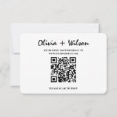 Noir & Blanc QR Code Mariage RSVP (Dos)