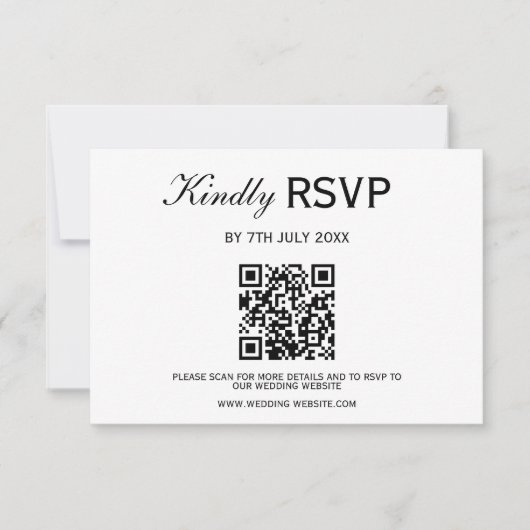 Noir & Blanc QR Code Mariage RSVP (Devant)