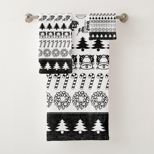 Noir/blanc rame le motif d'art de police de Noël (En situation)