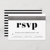 Noir blanc rayures élégant mariage moderne RSVP (Devant / Derrière)