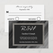 Noir & blanc rétro, Mariage RSVP perles (Devant / Derrière)