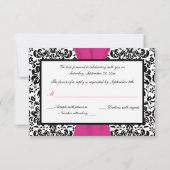 Noir, blanc, rose Damas IMPRIMÉ RIBBON RSVP (Dos)