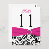 Noir, Blanc, Rose Damas Numéro de table Carte post (Devant / Derrière)