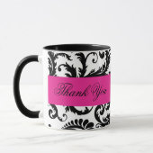 Noir, Blanc, Rose Damask Merci Mug (Gauche)