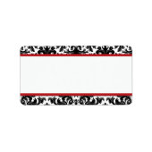 Noir Blanc Rouge Damas Étiquette d'impression à la (Devant)