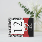 Noir, Blanc, Rouge Damas Numéro de table Carte pos (Debout devant)