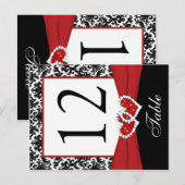 Noir, Blanc, Rouge Damas Numéro de table Carte pos (Devant / Derrière)