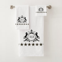 Noir Blanc Royal Scrolls Chevaux de la Couronne Mo