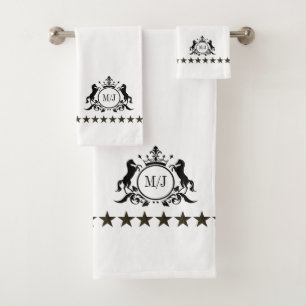 Noir Blanc Royal Scrolls Chevaux de la Couronne Mo
