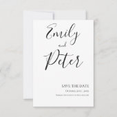 Noir Blanc Script Mariage Enregistrer La Carte Dat (Devant)