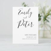 Noir Blanc Script Mariage Enregistrer La Carte Dat (Debout devant)