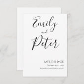 Noir Blanc Script Mariage Enregistrer La Carte Dat (Devant / Derrière)