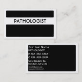 Noir blanc simple pathologiste cartes de visite (Devant / Derrière)
