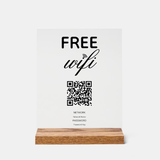 Noir Blanc Simple Wi-Fi Gratuit Code QR Symbole ac (Recto)
