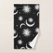 Noir & Blanc Soleil Lune & Étoiles Fantaisistes (Serviette à main)