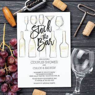 Noir blanc Stock le Bar Couples Douche Invitation