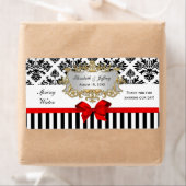 Noir blanc Tige Damask Étiquette d'eau rouge (En situation)