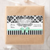 Noir Blanc Tige Damask Mint Étiquette d'eau Argent (En situation)