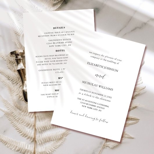 noir, blanc tout en un modèle faire-part de mariag