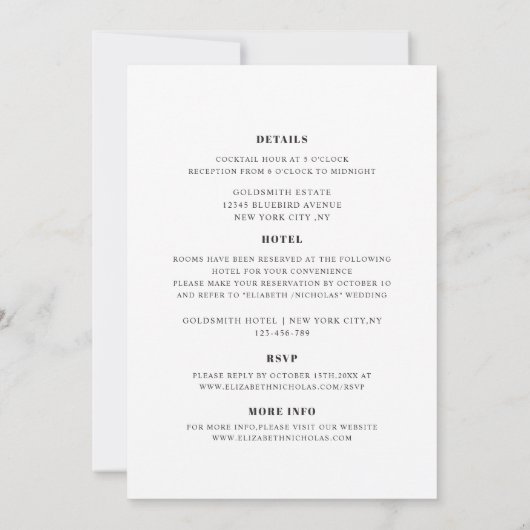 noir, blanc tout en un modèle faire-part de mariag (Dos)