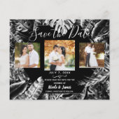 Noir Blanc Tropical Feuilles mariage Enregistrer l (Devant)