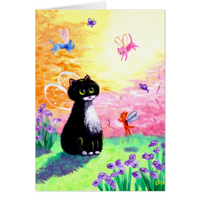 Noir Blanc Tuxedo Fées de chats Créationarts (Devant)