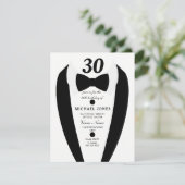 Noir blanc Tuxedo Mens 30e anniversaire Invitation (Debout devant)