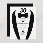 Noir blanc Tuxedo Mens 30e anniversaire Invitation (Devant / Derrière)
