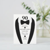 Noir blanc Tuxedo Mens 90e anniversaire Invitation (Debout devant)