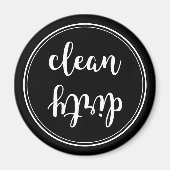 Noir Blanc Vintage Nettoyer Lave-vaisselle Magnet (Devant)