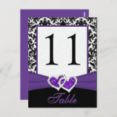 Noir, Blanc, Violet Damas Numéro de la table Carte (Devant / Derrière)