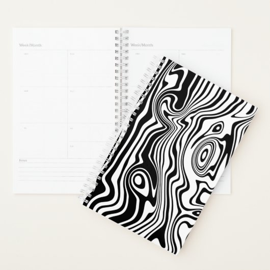 Noir blanc Wavy Striped Planner ou choisir des cou (Devant avec enveloppe)