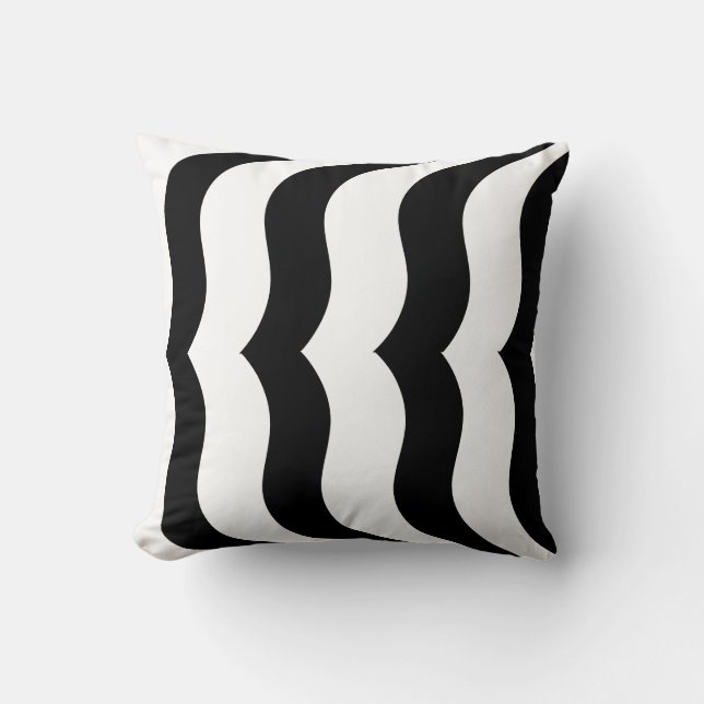 noir + blanc zèbre rayure motif moderne coussin mo (Recto)