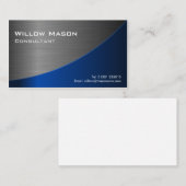 Noir & Bleu Acier Inoxydable Courbé, Carte de visi (Devant / Derrière)