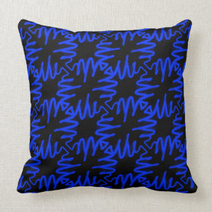 Noir bleu au néon moderne de coussin de décor