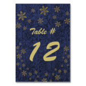 Noir bleu foncé Damas fête de Noël Numéro de table (Dos)