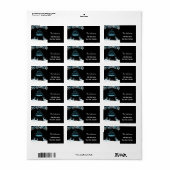 Noir Bleu Joyeux Étiquette de adresse de Noël (Feuille entière)