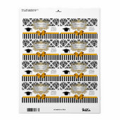 Noir Bouton Bouton Damask Goldenrod Eau Étiquette (Feuille entière)