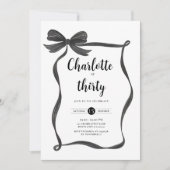 Noir Bow Coquette Bow 30e anniversaire Invitation (Devant)