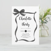 Noir Bow Coquette Bow 30e anniversaire Invitation (Debout devant)