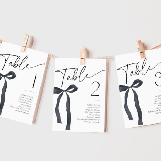Noir Bow Gothic Tying Knot Table Nom Cartes
