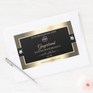 Noir brillant or avec logo Étiquette produit